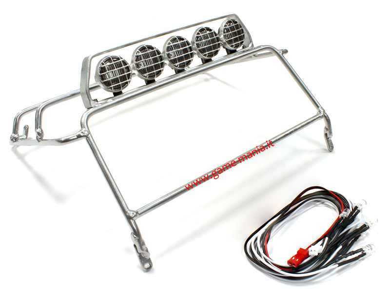 D90 ABS windshield silver iron roll-bar protection with bar light by Integy