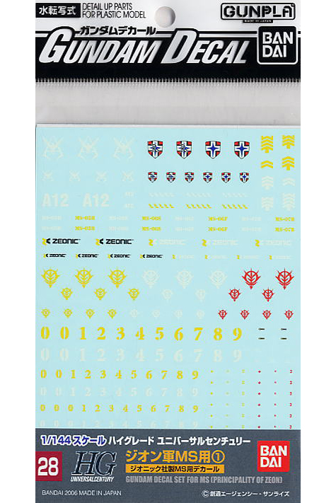 GD-28 Decals set for Principality of Zeon scale 1:144 Bandai