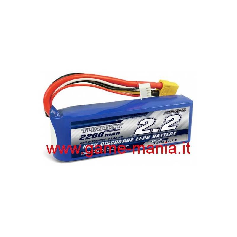 Batteria Lipo 2200Mah 25C/35C 11,1V soft conn. XT60 by Turnigy