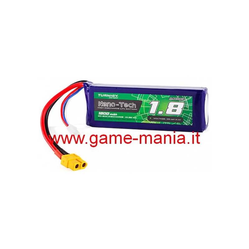 Lipo 1800Mah 11,1V 3S1P 30C/60C burst Nano-Tech by Turnigy