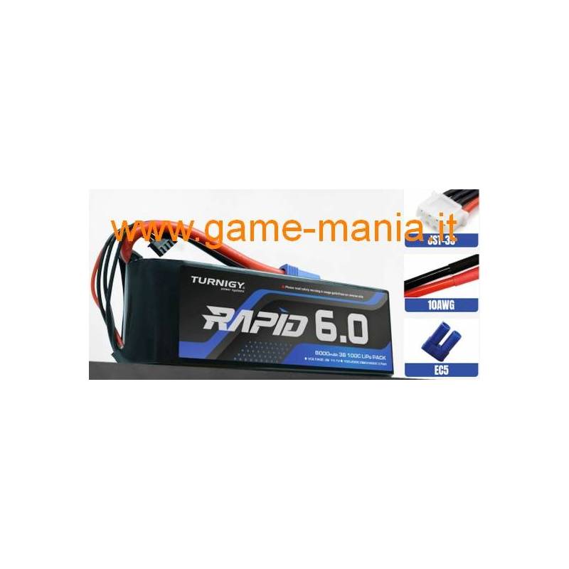 Rapid 6000Mah - 3S1P - 100C/200Cburst softcase LiPo by Turnigy