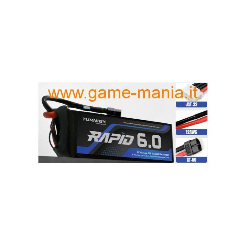 Batteria Lipo 6000Mah - 100C/200C 11,1V softcase conn. XT60 by Turnigy