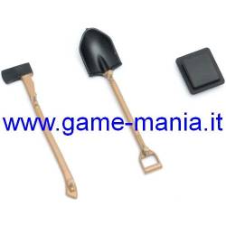 1/24 scale nylon shovel and axe for model detailing by FMS
