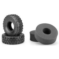 Pair of 1.9" HUNK 120mm green comp. tires w/inserts by JConcepts