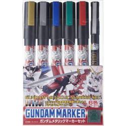 Set of 6 METALLIC Gundam Markers GMS-121 by Mr. Hobby