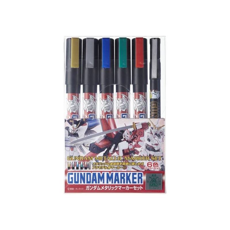 Set of 6 METALLIC Gundam Markers GMS-121 by Mr. Hobby