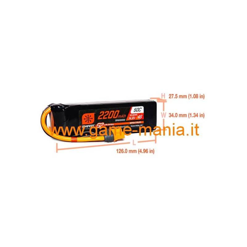 Smart G2 2200Mah - 4S1P - 50C lipo battery with IC3 conn. by Spektrum