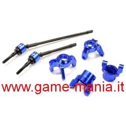 Set BLU IN LEGA portamozzi, barilotti e semiassi Axial Wraith by Integy