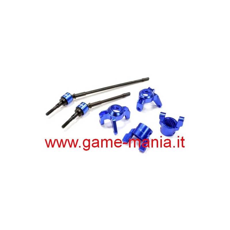 Set BLU IN LEGA portamozzi, barilotti e semiassi Axial Wraith by Integy