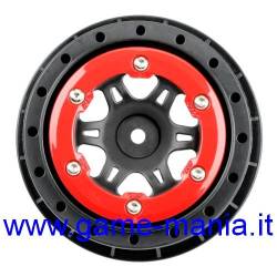 Coppia cerchi beadlock SPLIT SIX da 2.2/3.0" rosso/neri per SCT by Pro-Line