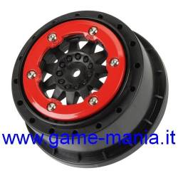 Pair of 2.2/3.0" F-11 red/black SCT beadlock rims by Pro-Line