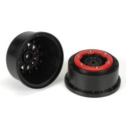 Coppia cerchi beadlock F-11 da 2.2/3.0" rosso/neri per SCT by Pro-Line