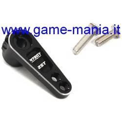 Squadretta servo in lega NERA rialzata 20mm con testa 25 denti by Integy