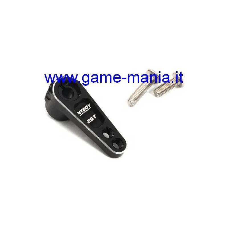 Squadretta servo in lega NERA rialzata 20mm con testa 25 denti by Integy