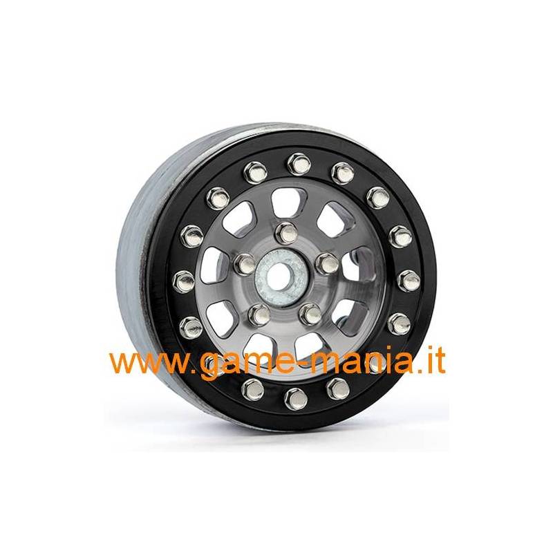 1.9" SILVER/BLACK Aluminum AR04 beadlock rims by Gmade (2x)
