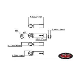 M4 STRAIGHT rod ends 31mm long w/flanged 3mm steel ball (20pcs) by RC4WD