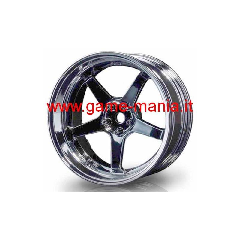 832109SBK - GREY / CHROME offset changeable 5-spokes nylon rims (4 pcs) by MST