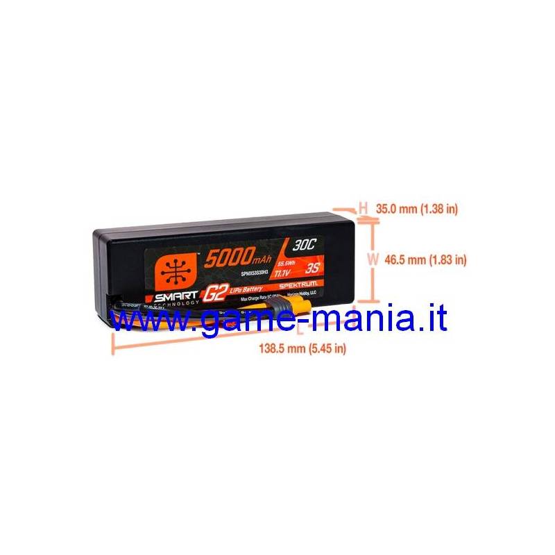 Batteria LiPo 5000Mah 30C 11,1V Smart G2 conn. IC3 by Spektrum