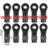 Uniballs dritti corti in nylon - 10 pezzi - per Traxxas TRX-4 by Injora