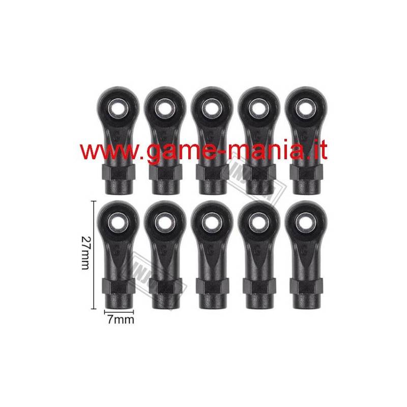 Uniballs dritti lunghi in nylon - 10 pezzi - per Traxxas TRX-4 by Injora