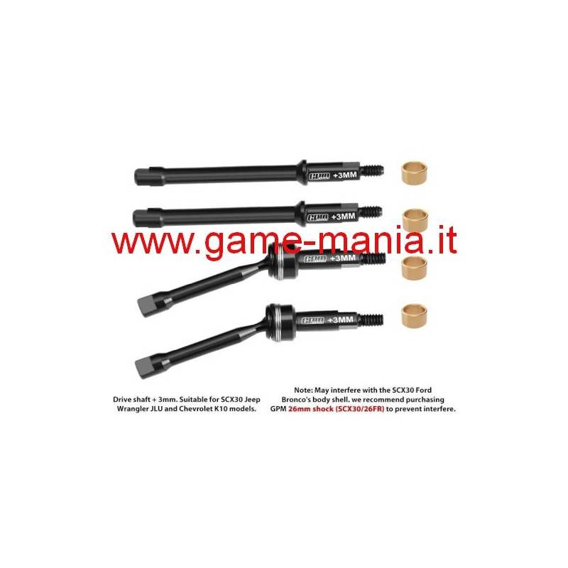 Semiassi IN ACCIAIO CVD +3mm per Axial SCX30 by GPM
