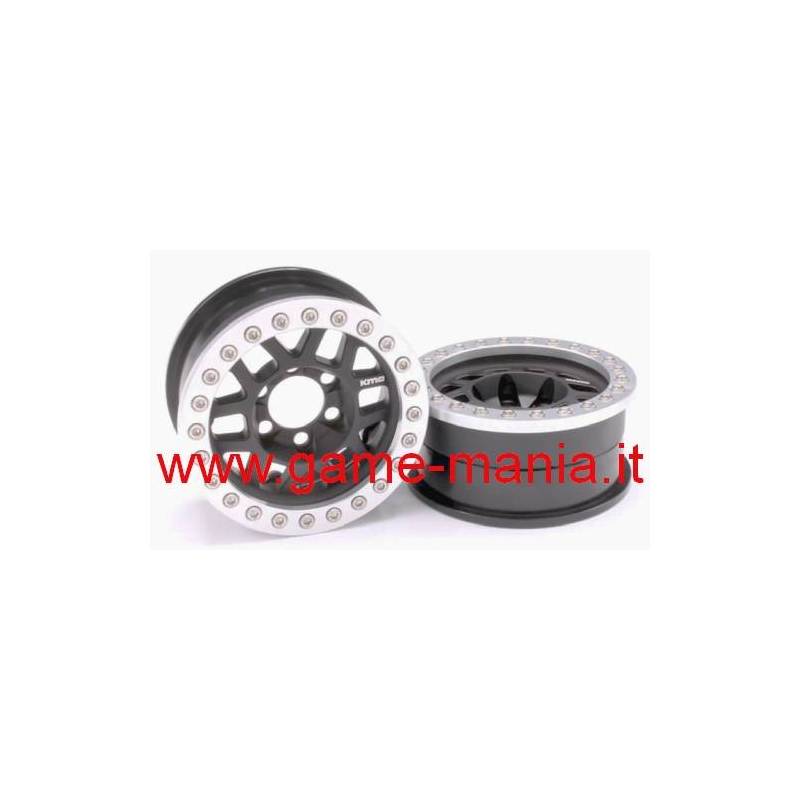 Set of BLACK-SILVER alloy 1.9" beadlock "KMC XD229" rims by Vanquish Products